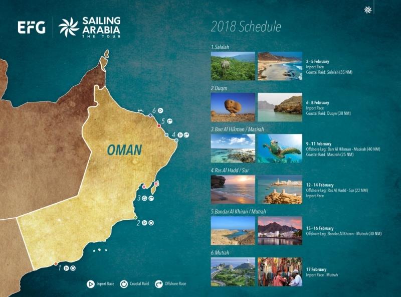 Full map of EFG Sailing Arabia – The Tour photo copyright Oman Sail taken at 