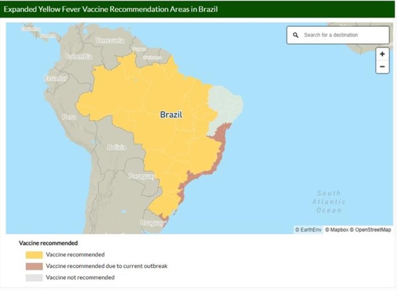 Yellow Fever in Brazil photo copyright EarthEnv / Mapbox / OpenStreetMap taken at 