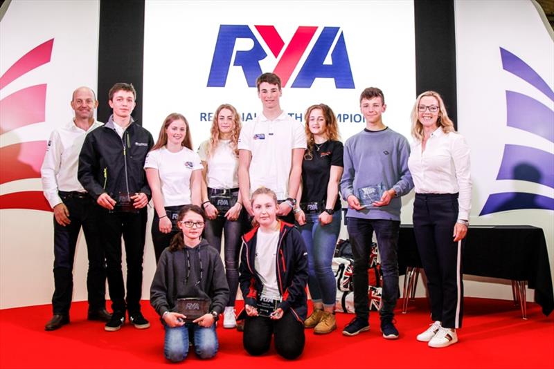 RYA Regional Youth Champion Award winners with Ian Walker and Shirley Robertson photo copyright Paul Wyeth taken at RYA Cymru-Wales