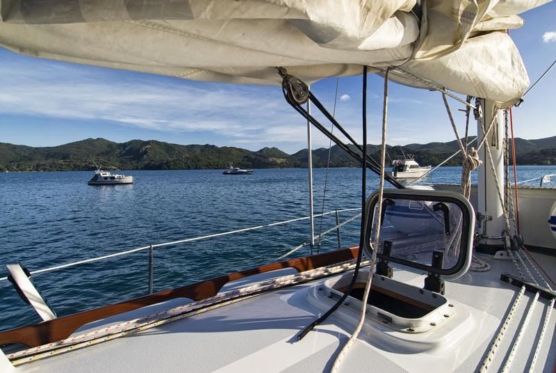 Morning view of a yacht anchored at Great Barrier Island. Protecting our pristine spots is something we can all help with photo copyright Auckland Council taken at 