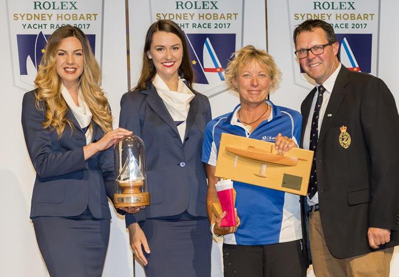 Wendy Tuck (second from right) receiving the Jane Tate Memorial Trophy after the 2017 Rolex Sydney Hobart Yacht Race photo copyright Rolex / Carlo Borlenghi taken at Cruising Yacht Club of Australia