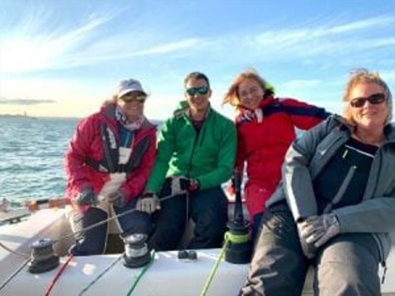 L to R – Viki Moore, David Haylock, Danielle Haylock and Victoria Murdoch sailing in the Hauraki Gulf, New Zealand photo copyright Viki Moore / Noonsite taken at 