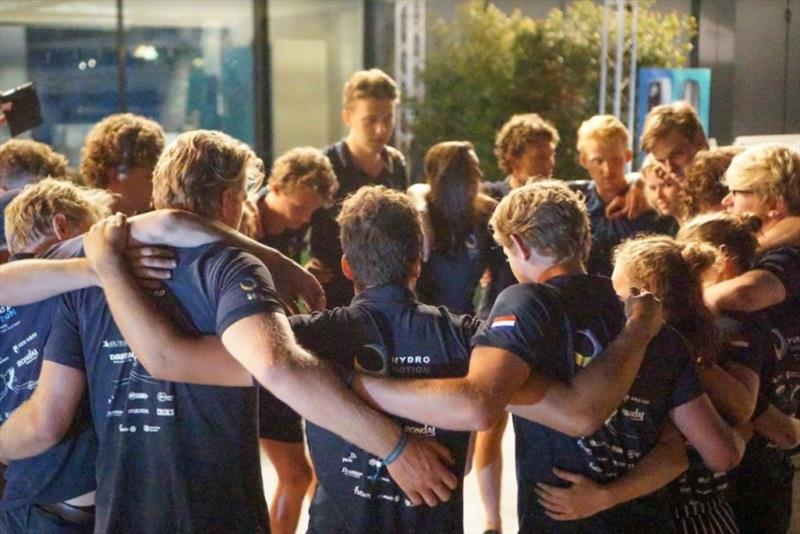 The twenty TU Delft students stand strong together after the bad news photo copyright TU Delft Solar Boat Team taken at 