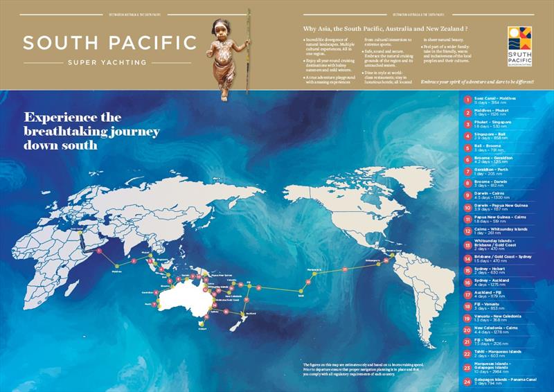 Superyacht Australia magazine Issue 9: South Pacific map illustrating the support stopovers while enroute to the region photo copyright Superyacht Australia taken at 