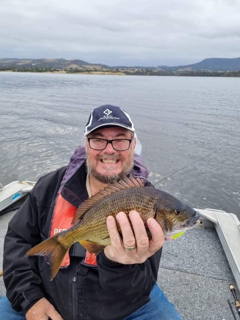 James Mackay with a bream caught on a sub-surface Por Tech Bender 76mm in the upper Derwent photo copyright Spot On Fishing Hobart taken at 