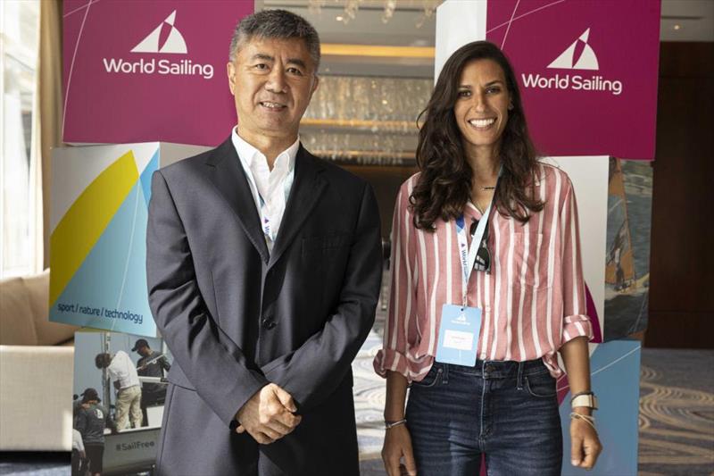 HRH Samia Bagdady of Saudi Arabia with President of World Sailing, Quanhai Li of China after being voted onto the World Sailing Council on May 29, 2022 in Abu Dhabi photo copyright Lloyd Images taken at 