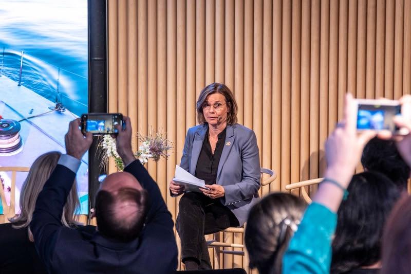 Isabella Lövin, Chair of Stockholm Environment Institute, Former Deputy Prime Minister, and former Minister for the Environment at The Ocean Race Summit Stockholm photo copyright Cherie Bridges / The Ocean Race taken at 