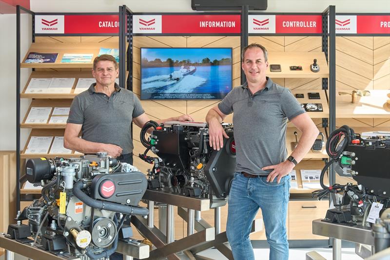 Abma's Jachtwerf in the Netherlands is the first YANMAR marine dealer to be named an official Flagship Store. Pictured (from left) are Ron Walta and Lars Walta, Directors and co-owners, Abma's Jachtwerf photo copyright Yanmar Marine taken at 