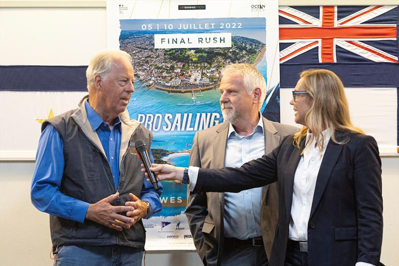 Left to right: Martin Thomas, Commodore of the Royal London Yacht Club, Gary Hall, CEO of Cowes Harbour Commission and Shirley Robertson, guest speaker at the reception photo copyright Lloyd Images / Pro Sailing Tour taken at 