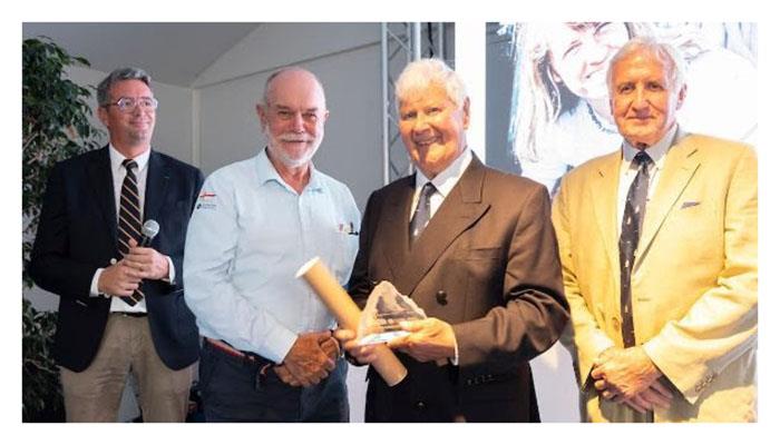 The first induction of sailors into the IACH Cape Horn Hall of Fame (l-r) Yannick Moreau, the Mayor of Les Sables d'Olonne, with Don McIntyre, McIntyre Adventure, sponsor of the trophies, presenting Sir Chay Blyth, with Ash Manton, chairman of IACH photo copyright Tim Bishop / PPL taken at 
