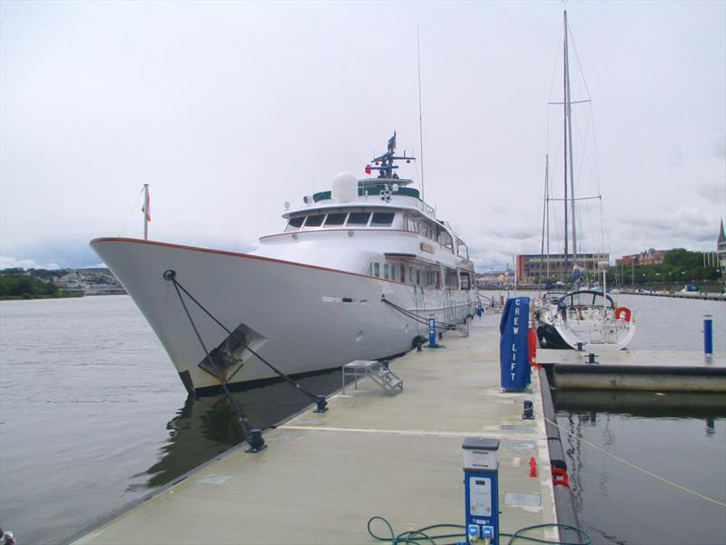 Superyacht berthing at Foyle Marina photo copyright Inland and Coastal Marina Systems taken at 