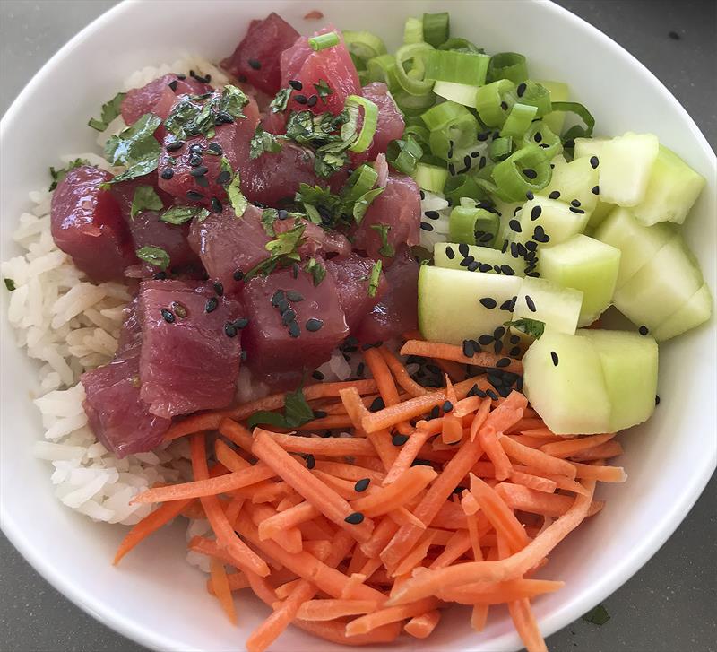 The poke bowl is quite the thing in Hawaii - and on board Sail LUNA photo copyright Sail LUNA taken at 