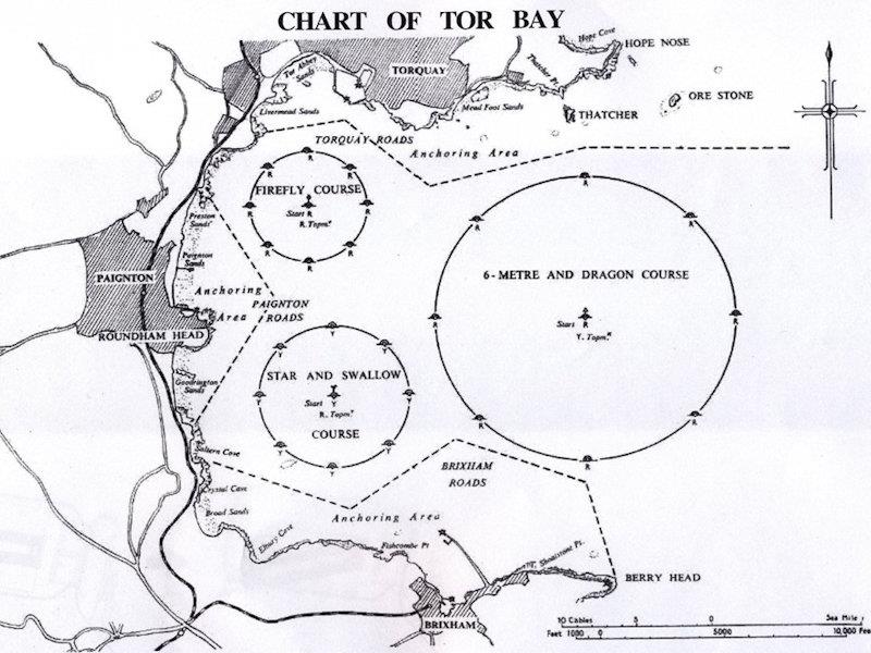 1948 Olympic sailing race areas - photo © Torquay Library
