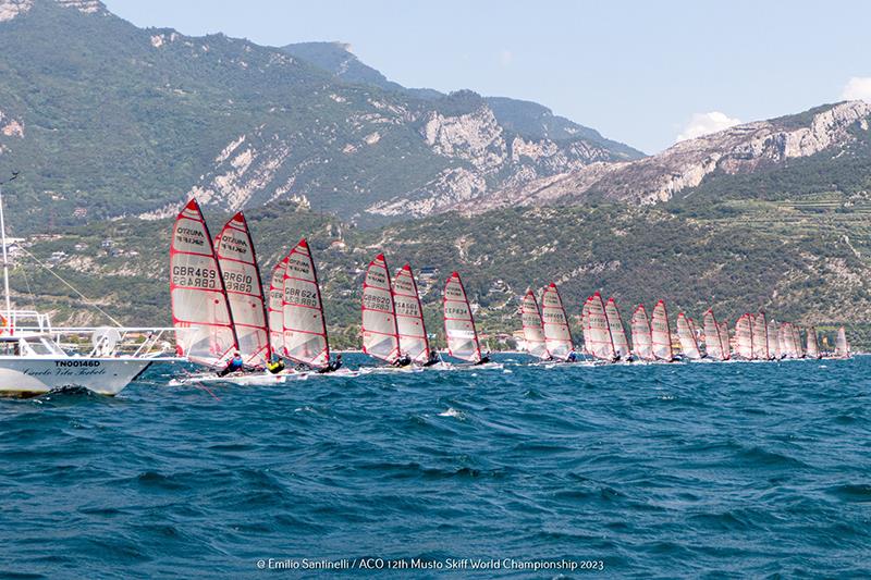 Musto Skiff start line - 2023 Worlds photo copyright Emilio Santinelli taken at  and featuring the Musto Skiff class