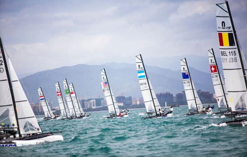 Nacra 15 Racing at the Youth Worlds photo copyright Tomas Moya / Sailing Energy / World Sailing taken at  and featuring the Nacra 15 class
