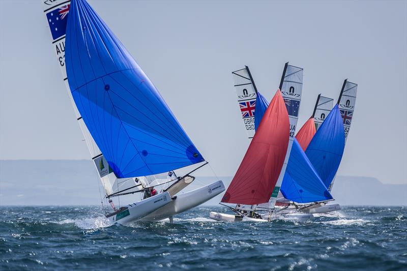 Day two of the ISAF Sailing World Cup Weymouth photo copyright Beau Outteridge taken at Weymouth & Portland Sailing Academy and featuring the Nacra 17 class