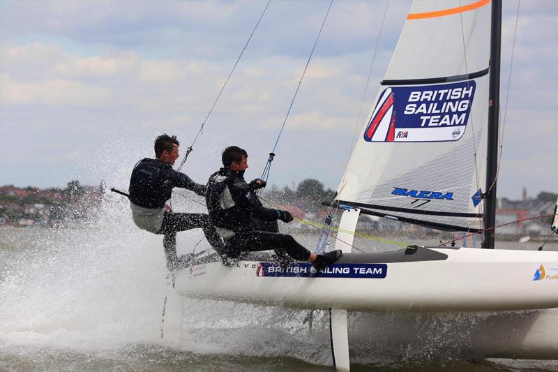 Pyefleet Week 2016 day 4 photo copyright Tim Bees taken at Brightlingsea Sailing Club and featuring the Nacra 17 class