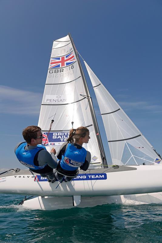 Ben Saxton & Nicola Groves photo copyright British Sailing Team / Rick Tomlinson taken at  and featuring the Nacra 17 class