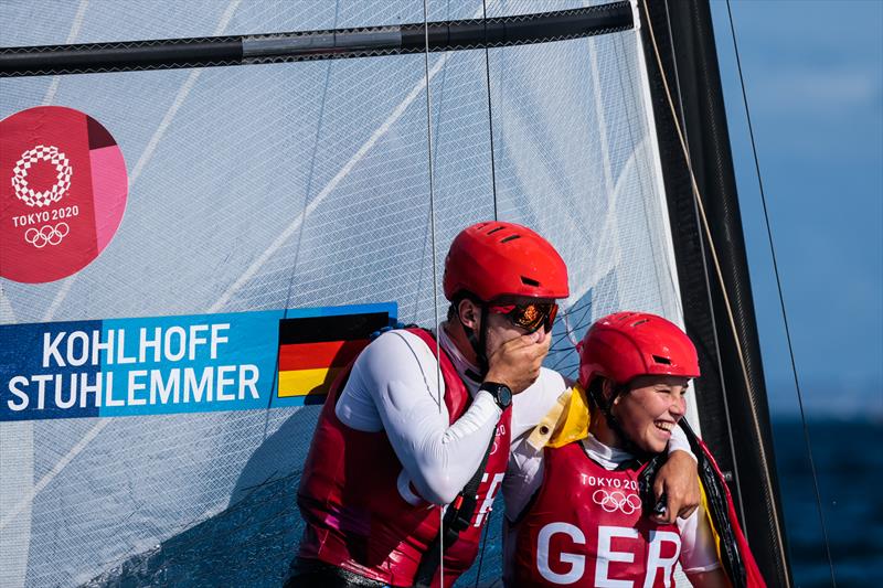Nacra 17 Bronze for Paul Kohlhoff and Alica Stuhlemmer (GER) at the Tokyo 2020 Olympic Sailing Competition photo copyright Sailing Energy / World Sailing taken at  and featuring the Nacra 17 class