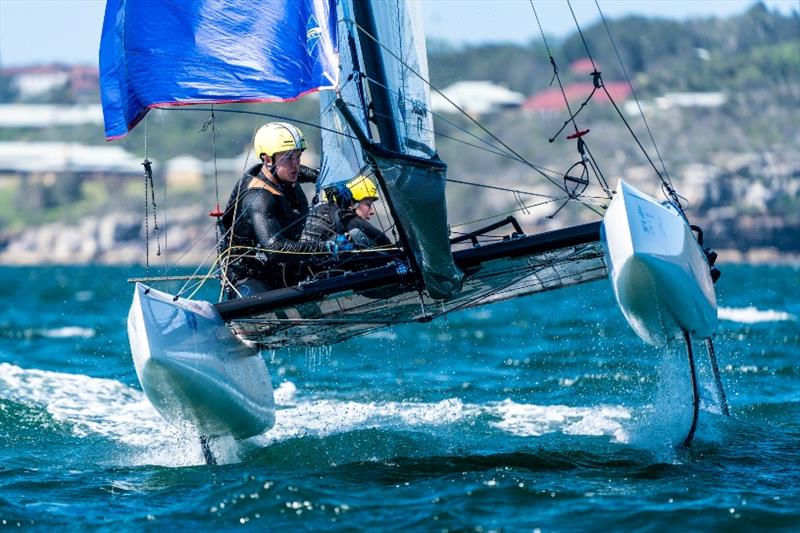 Nacra 17 - Tayla Reitman and Lachlan White in breeze, Day 3 - Sail Sydney photo copyright Beau Outteridge taken at Woollahra Sailing Club and featuring the Nacra 17 class