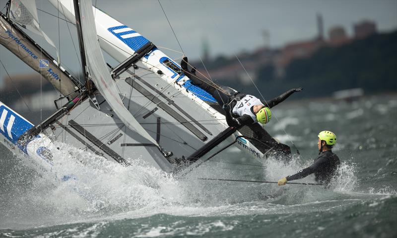 Nacra 17- Day 5 - European Championships - Aarhus, Denmark - July 2022 photo copyright Peter Brogger taken at Sailing Aarhus and featuring the Nacra 17 class