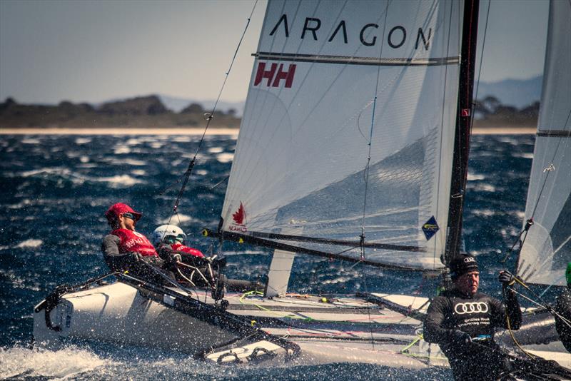 Nikola Girke in action in the Nacra 17 class photo copyright Sail Canada taken at Royal Vancouver Yacht Club and featuring the Nacra 17 class