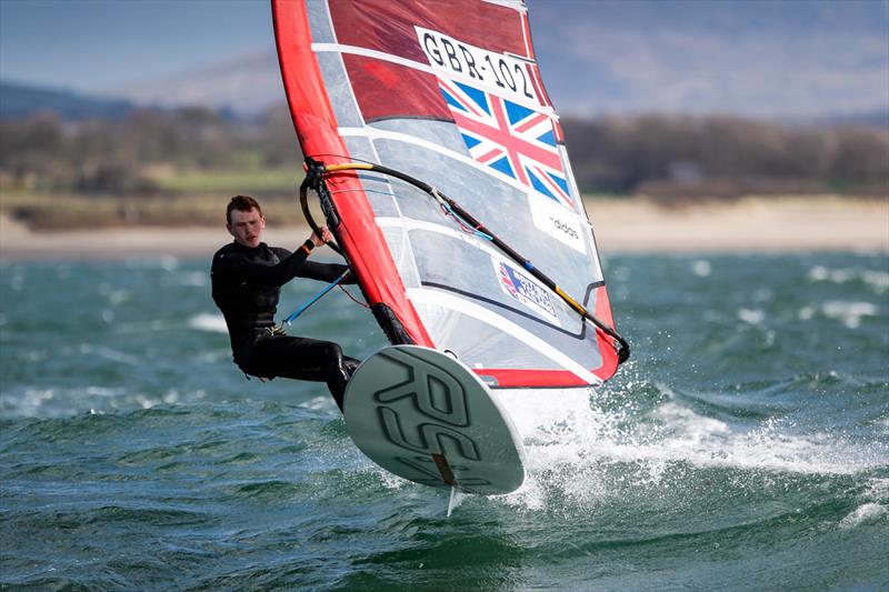 James Hatcher on day 3 of the RYA Youth National Championships photo copyright Paul Wyeth / RYA taken at Plas Heli Welsh National Sailing Academy and featuring the RS:X class