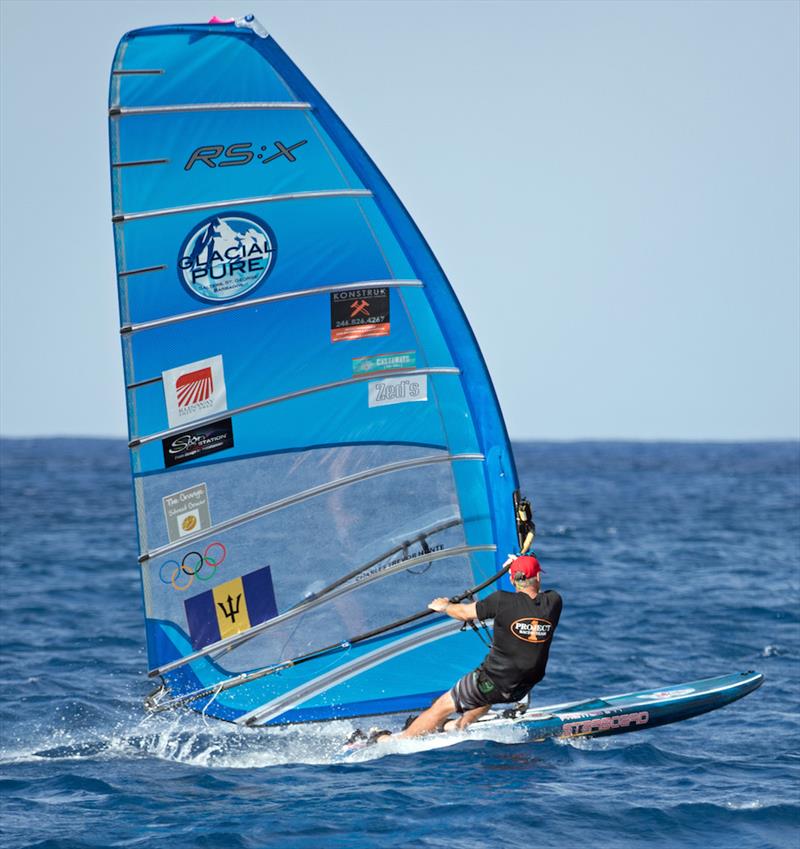 Trevor Hunte broke the Windsurfer record - Mount Gay Round Barbados Race 2018 photo copyright Peter Marshall / BSW taken at Barbados Cruising Club and featuring the RS:X class
