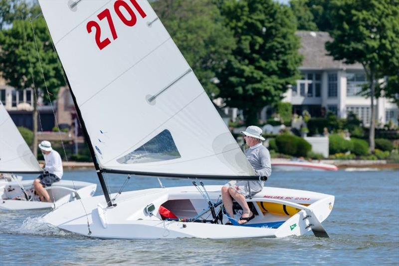 Champion Vince Driessen, in his new Melges MC 2701 and his North ZMax mainsail, chasing down Dan Quiram in race 2 photo copyright Harbor Pictures Company taken at  and featuring the  class