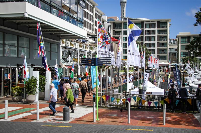 Eastern Viaduct Entrance to the marina, in front of the Viaduct Harbour watering holes - Auckland On the Water Boat Show - Final day - October 6, 2019 - photo © Richard Gladwell