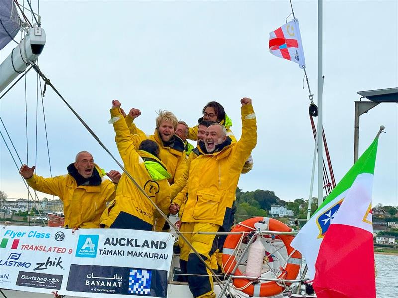 Translated 9 ITL (09) displays spirit of adventure and determination finally crossing the McIntyre Ocean Globe finish line defying all the odds photo copyright Aïda Valceanu / OGR2023 taken at  and featuring the Ocean Globe Race class