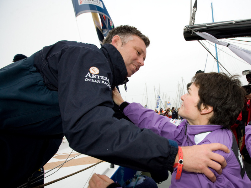Jonny Malbon says his goodbyes before the start of the Vendée Globe photo copyright Mark Lloyd / www.lloydimages.com taken at  and featuring the IMOCA class