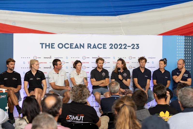 13 Sept 2022, Media presentation with The Ocean Race IMOCA skippers at Team Malizia base in Lorient photo copyright Alexander Champy-McLean / The Ocean Race taken at  and featuring the IMOCA class