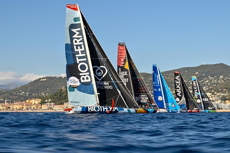 Biotherm, skippered by Paul Meilhat, with the rest of the IMOCA Fleet at the start of Leg 4 during The Ocean Race Europe in Nice, France © Jean-Louis Carli / The Ocean Race Europe 2025 Biotherm, skippered by Paul Meilhat, with the rest of the IMOCA Fleet at the start of Leg 4 during The Ocean Race Europe in Nice, France © Jean-Louis Carli / The Ocean Race Europe 2025