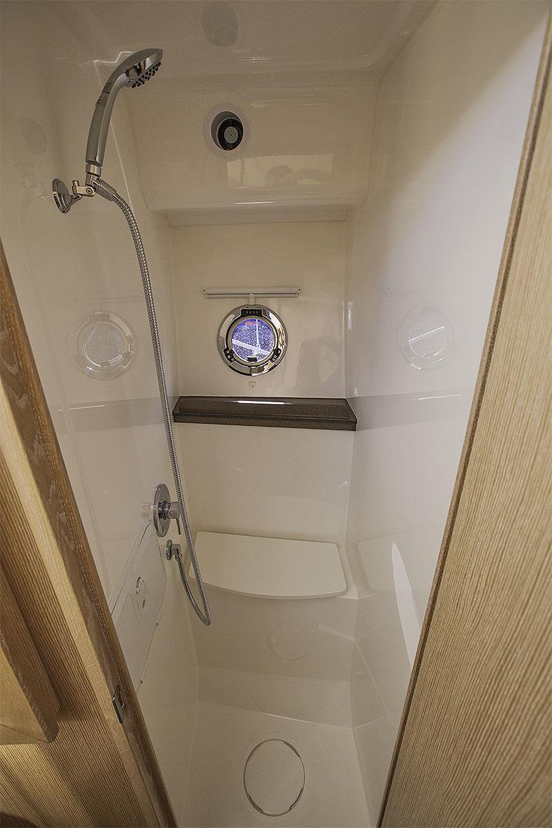For'ard wet room in the Bavaria E34 photo copyright John Curnow taken at  and featuring the Power boat class