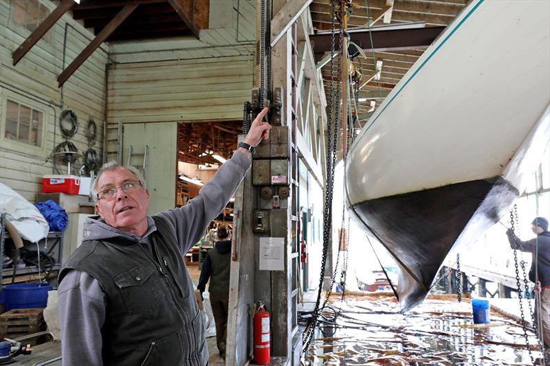 At Jensen Motor Boat Company, yard manager Peter Proctor will continue to be on hand until the sale is completed. At right, a wooden sailboat is hauled and cleaned before getting new paint on the hull photo copyright Greg Gilbert / The Seattle Times taken at  and featuring the Power boat class