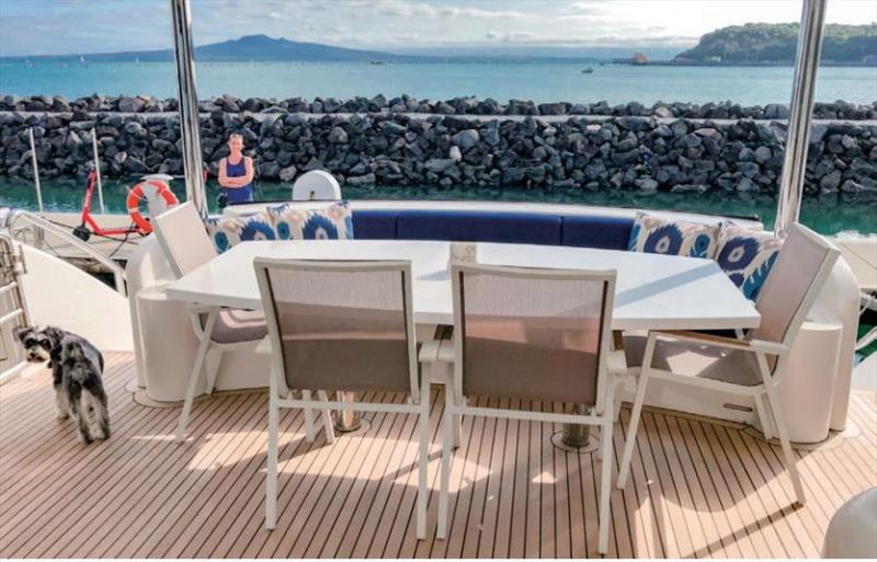 Enjoying the view from Enigma's aft deck photo copyright Horizon Yachts taken at  and featuring the Power boat class
