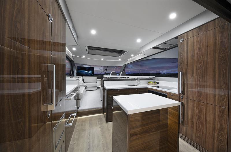 Galley and Main Saloon of the new Maritimo S55 photo copyright Maritimo taken at  and featuring the Power boat class