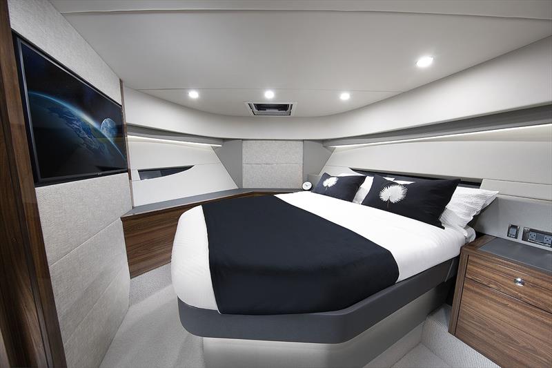 For'ard VIP Stateroom on the new Maritimo S55 features their now famous offset bed to ensure clear passage around it for easy ingress and egress photo copyright Maritimo taken at  and featuring the Power boat class