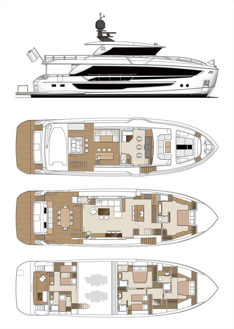 Horizon FD80 layout photo copyright Horizon Yachts taken at  and featuring the Power boat class