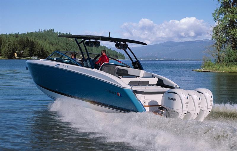 The Cobalt R33 Outboard is the first boat to offer three Yamaha or Mercury engines generating up to 900 horsepower photo copyright Cobalt Boats taken at  and featuring the Power boat class