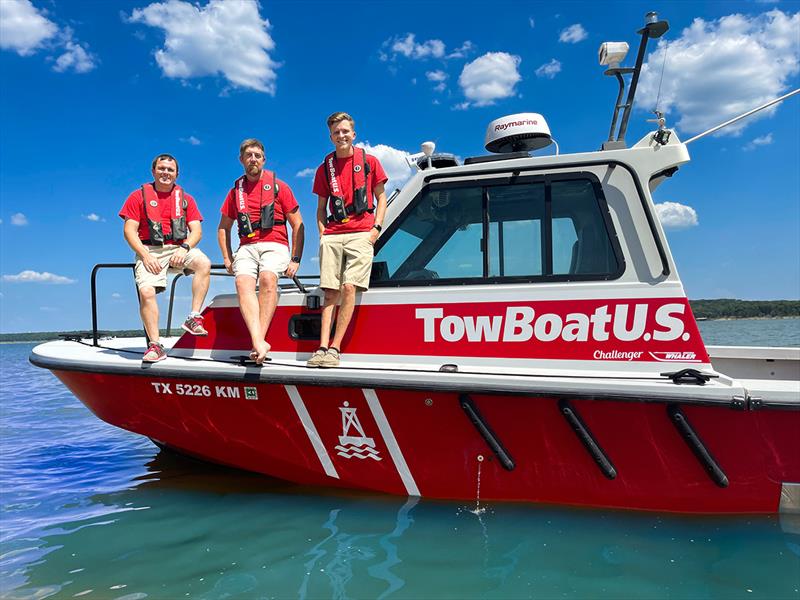 (L to R) Capt. Tim Bilderback, TowBoatUS Lake Texoma owner Capt. Michael Tucker, and Capt. Chris Grimm photo copyright Scott Croft taken at  and featuring the Power boat class