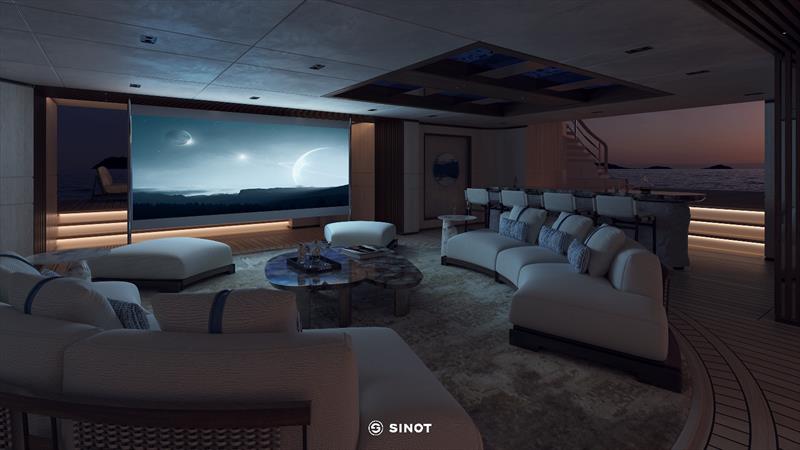 Amels 80 interior by Sinot Beach Club cinema mode - photo © Sinot
