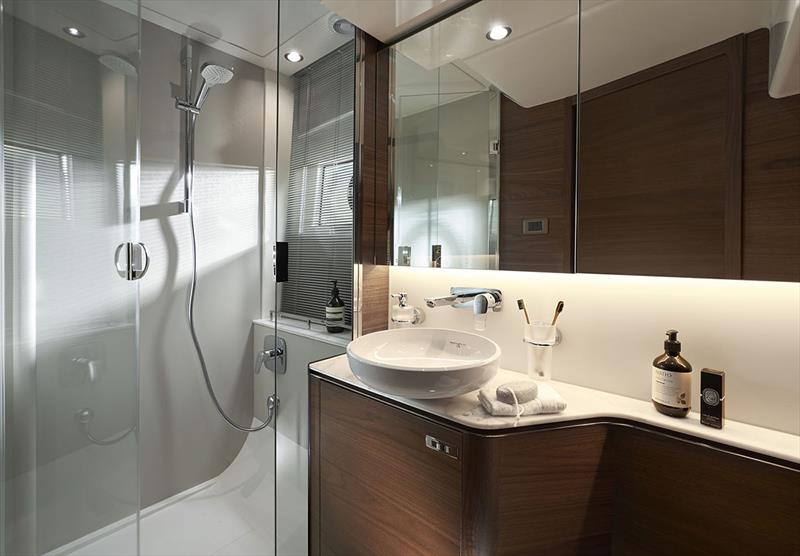V50 Owner's Stateroom Bathroom photo copyright Princess Yachts taken at  and featuring the Power boat class