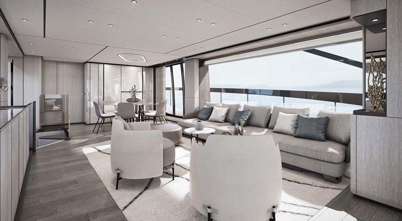 Ferretti Yachts 860 dinette photo copyright Ferretti Yachts taken at  and featuring the Power boat class