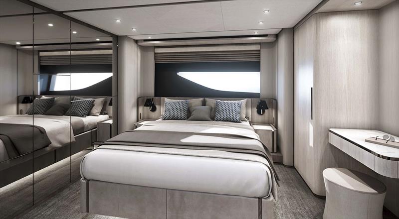 Ferretti Yachts 860 VIP cabin photo copyright Ferretti Yachts taken at  and featuring the Power boat class