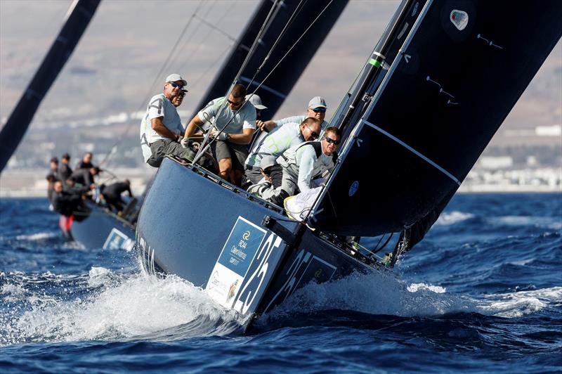 Team Aqua leads by just one point on day 1 of the RC44 Calero Marinas Cup photo copyright Martinez Studio / RC44 Class taken at  and featuring the RC44 class