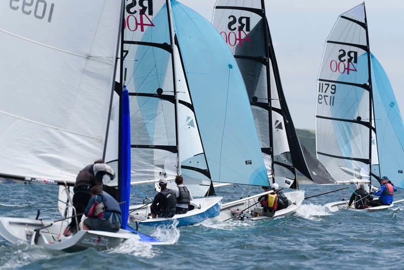 Hoisting during the first downwind leg on Sunday during the RS400 Irish Southern Championship at Cork Dinghy Fest 2017 photo copyright Robert Bateman taken at Royal Cork Yacht Club and featuring the RS400 class