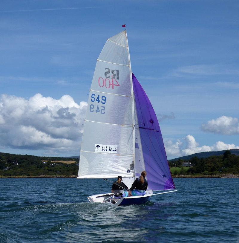 Katie Bishop and Nicola McColm flying the big purple asymmetric kite on their RS400 during Solway Yacht Club Cadet Week 2022 photo copyright Becky Davison taken at Solway Yacht Club and featuring the RS400 class