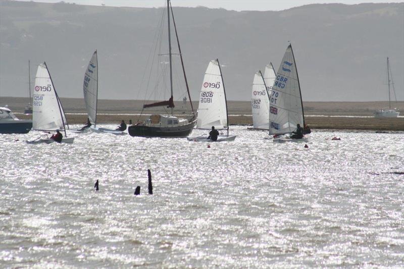 Close racing at the 2nd corner during the Keyhaven Easter Regatta photo copyright Neil Hardie taken at Keyhaven Yacht Club and featuring the  class